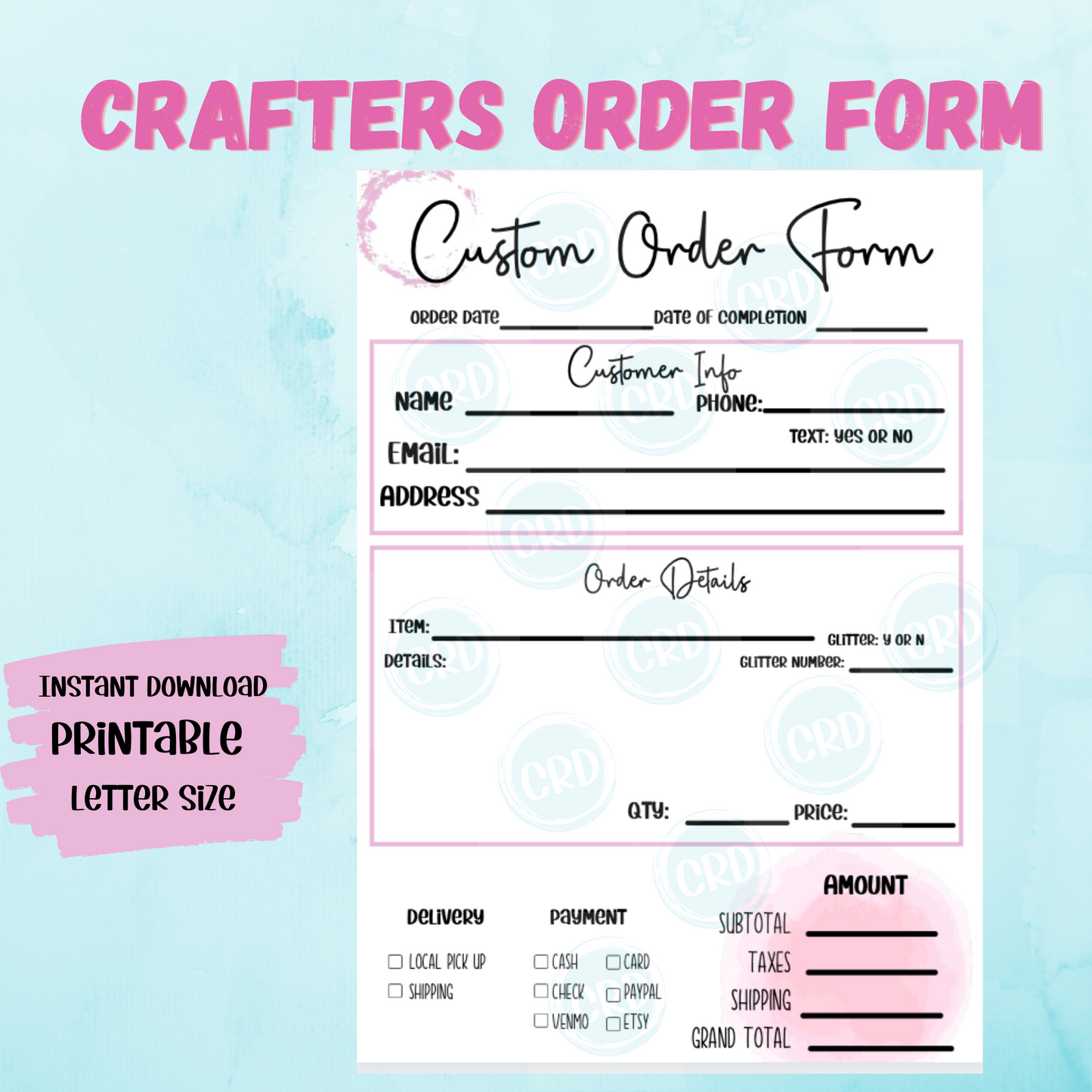 Custom Order Form - Digital