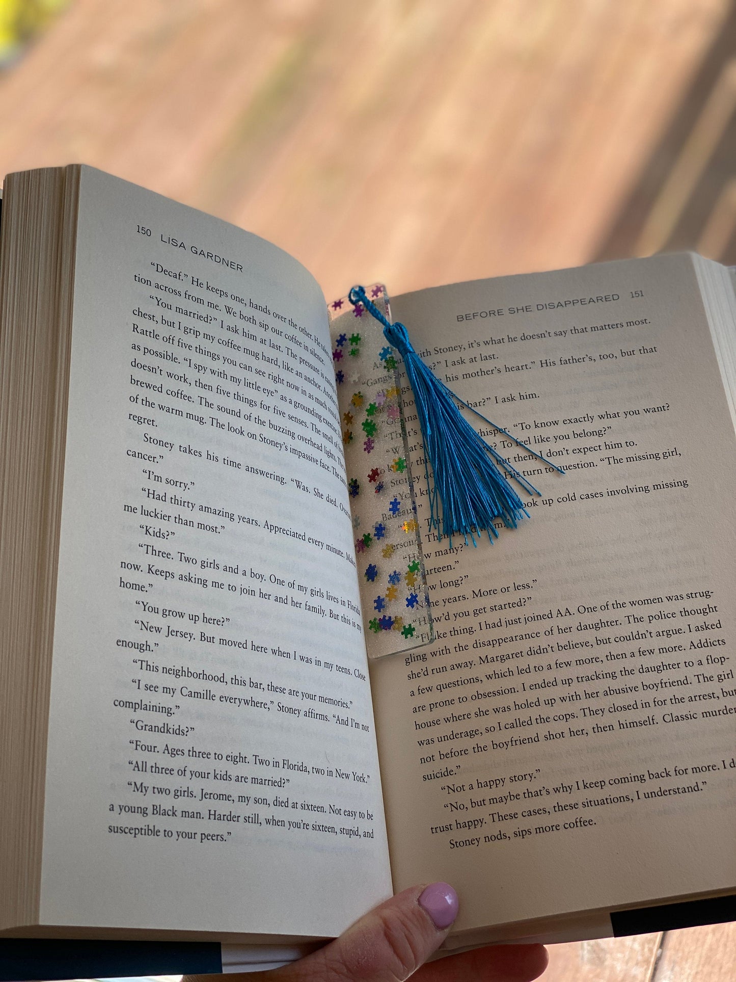 Autism Awareness Epoxy bookmarks/ Glitter puzzle piece bookmark with tassel / page keeper
