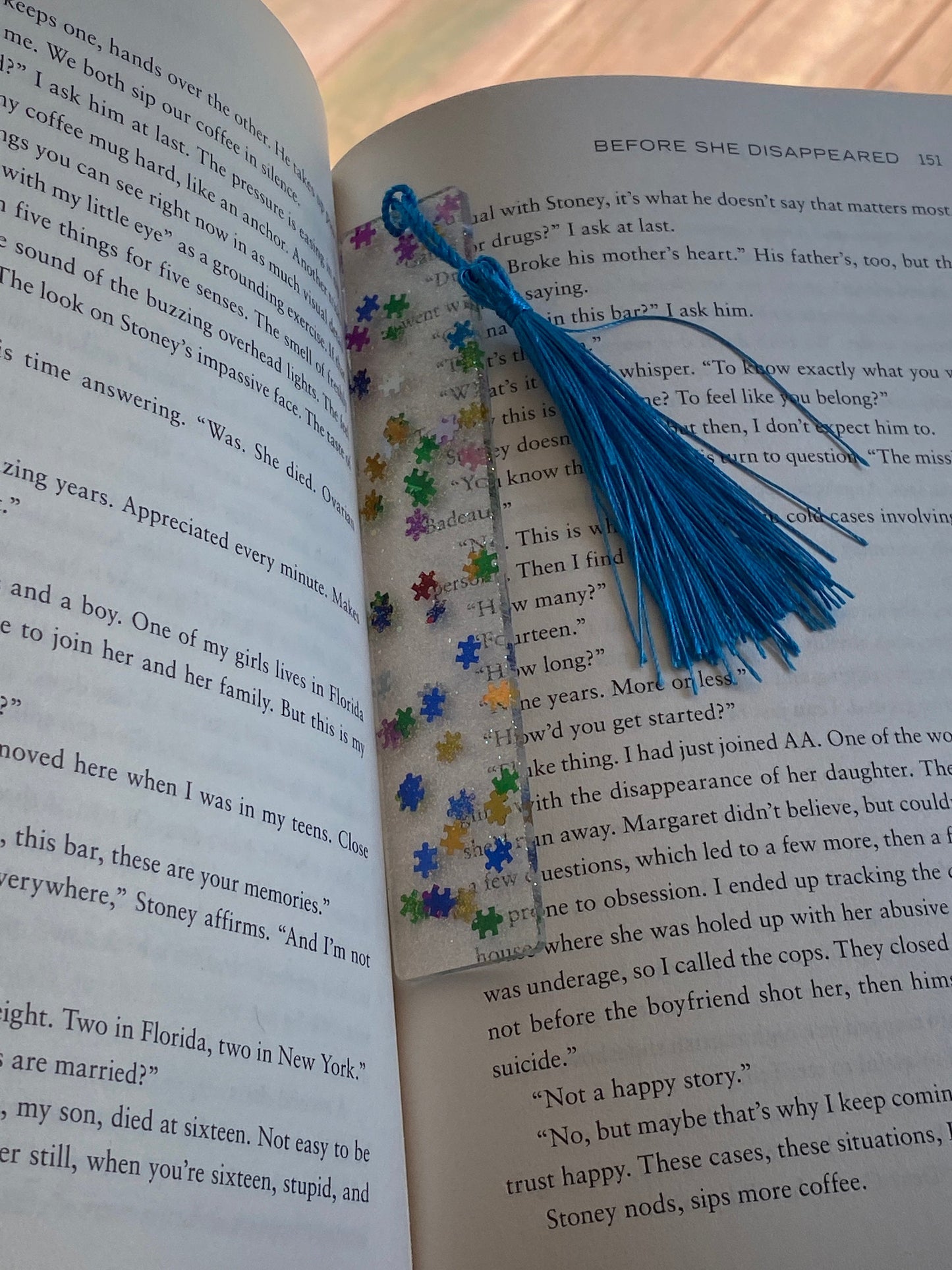 Autism Awareness Epoxy bookmarks/ Glitter puzzle piece bookmark with tassel / page keeper