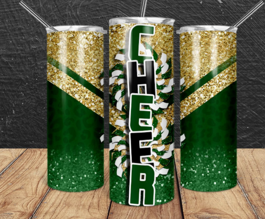 Green and gold cheer v split