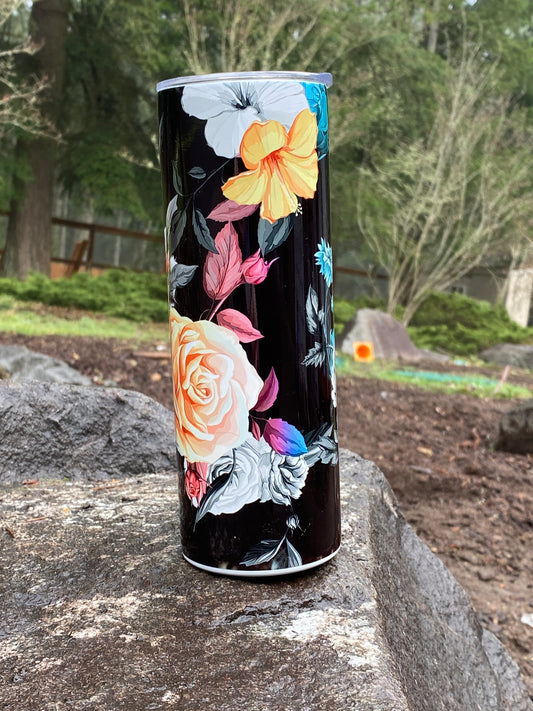 Flowers - humming bird tumbler